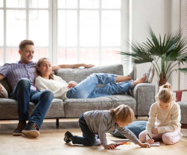 Children,Sister,And,Brother,Playing,Drawing,Together,On,Floor,While